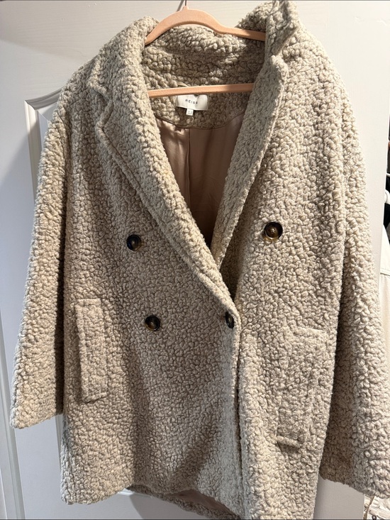 Reiss Jackets & Blazers - Reiss Cream Sherpa Double-Breasted Teddy Coat